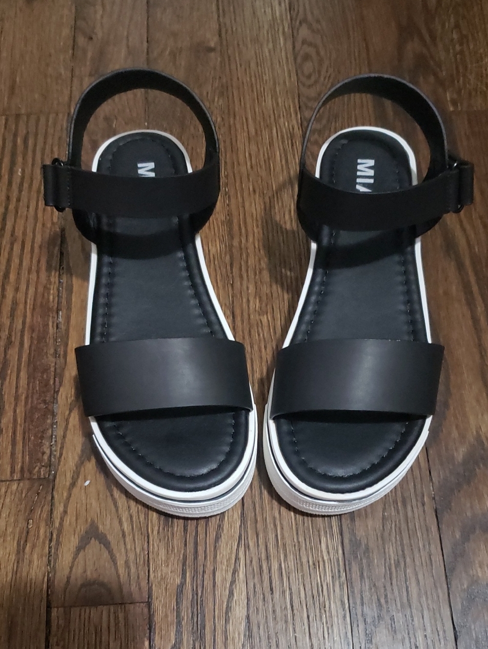 MIA Black and White Platform Sandals - Strappy Ankle Strap Women’s Shoes